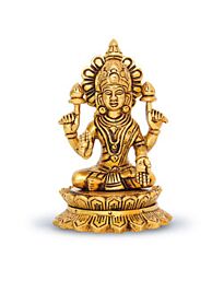 Brass Lakshmi Idol – Goddess of Wealth & Prosperity 13cm