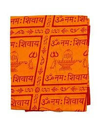 Pooja Shawl -Saffron with Om Namah Shivay, 150cm