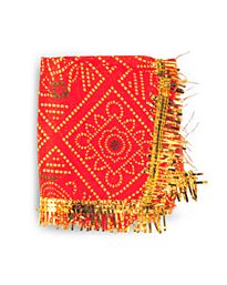 Bandhani Puja Chunari with Golden Gota Border -small