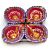 Red and purple mandala hand painted decorative diya set clay oil lamps pack of 4