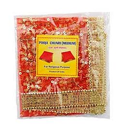 Shop Hindu Puja Chunri - Red Cross Net with Golden Flowers online – with Ekirana for Just €2.99 /