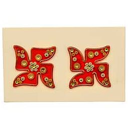 Shop Kundan Swastik Stickers (Red & Golden) - 2Pcs online – with Ekirana for Just €4.99 /